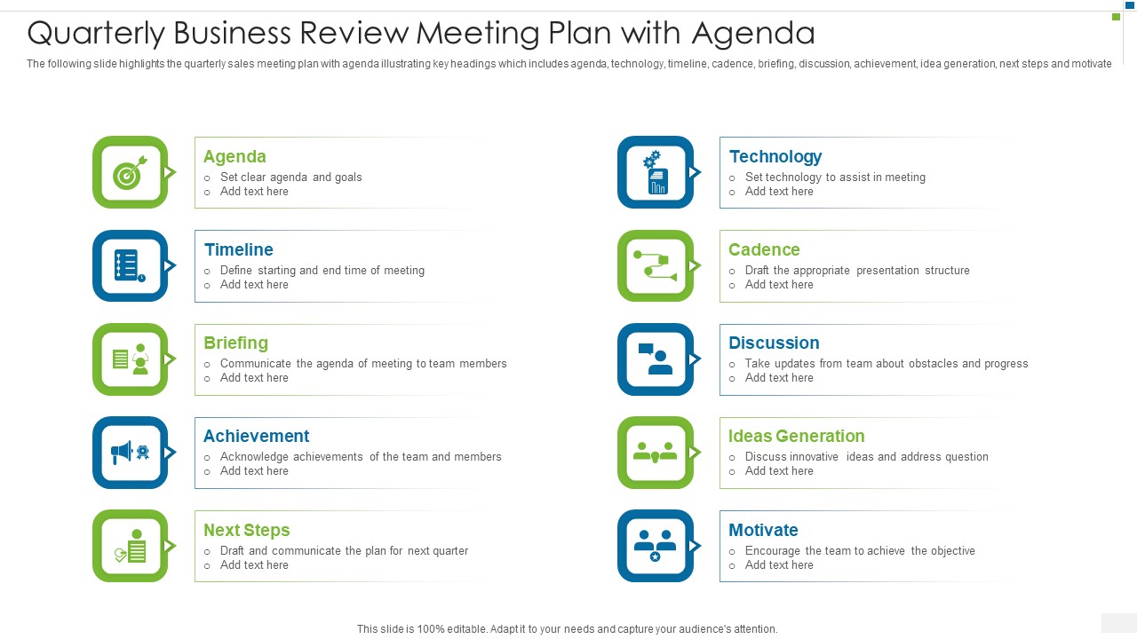 Quarterly Business Review Meeting Plan With Agenda Microsoft PDF