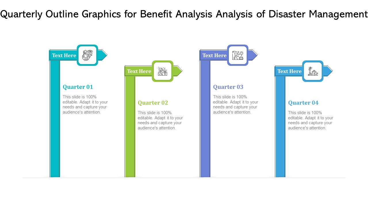 Quarterly Outline Graphics For Benefit Analysis Analysis Of Disaster Management Ppt PowerPoint Presentation Model Background PDF