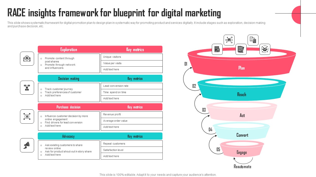 RACE Insights Framework For Blueprint For Digital Marketing Demonstration PDF