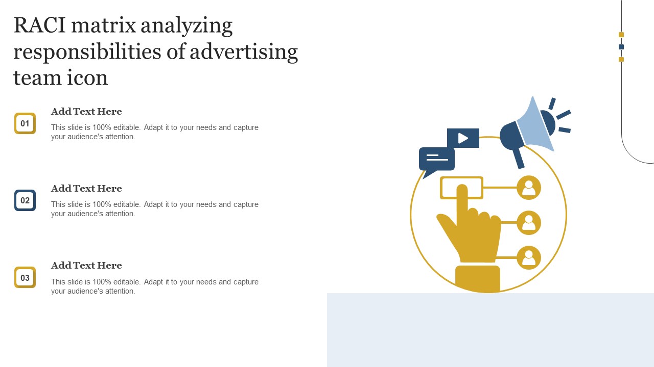 RACI Matrix Analyzing Responsibilities Of Advertising Team Icon Background PDF