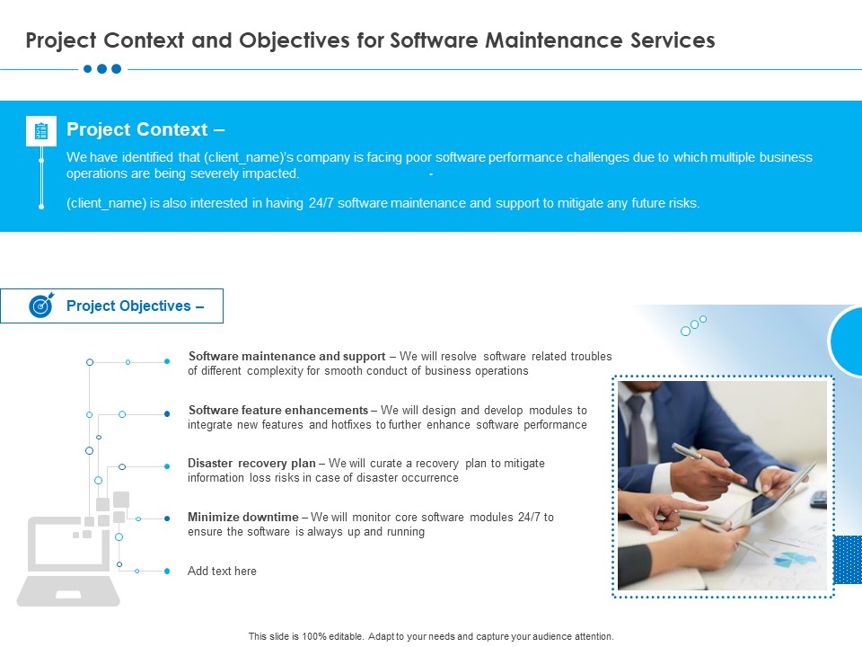 RFP Software Maintenance Support Project Context And Objectives For Software Maintenance Services Portrait PDF