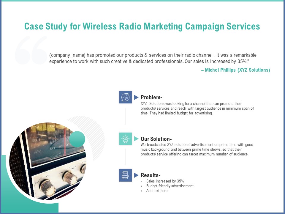 Radio Marketing Plan Product Launch Case Study For Wireless Radio Marketing Campaign Services Slides PDF