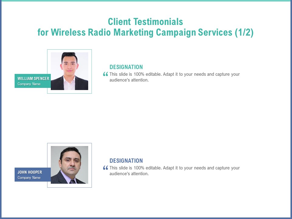 Radio Marketing Plan Product Launch Client Testimonials For Wireless Radio Marketing Campaign Services Pictures PDF