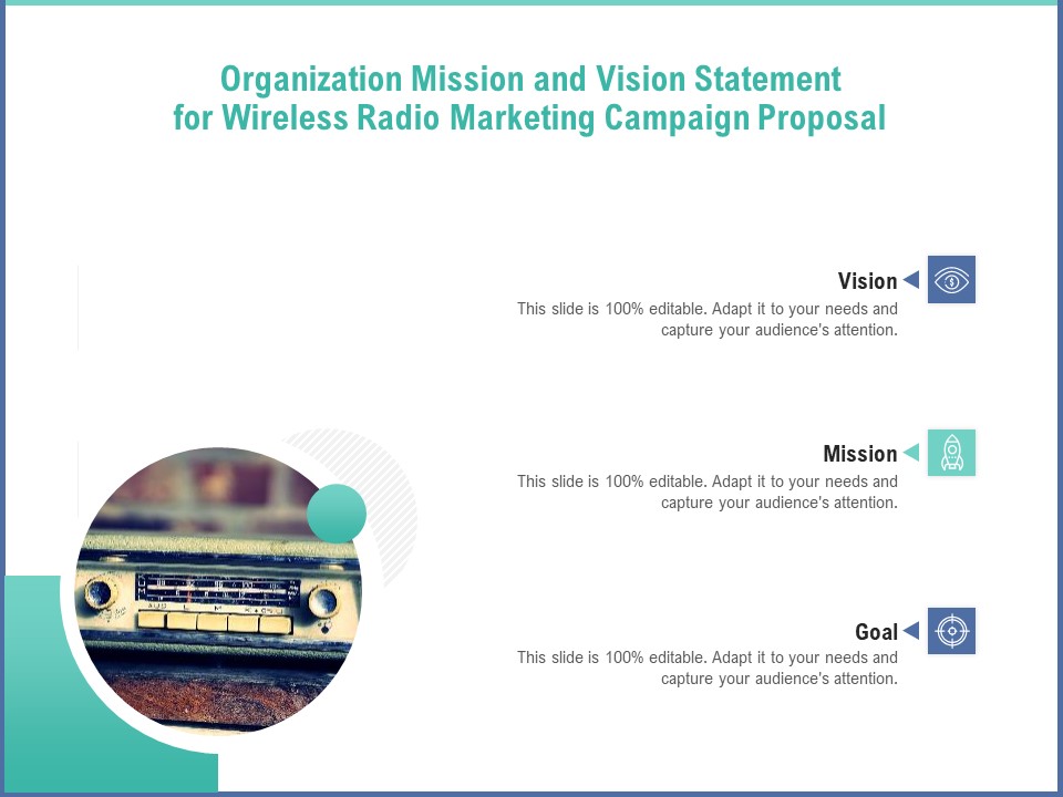 Radio Marketing Plan Product Launch Organization Mission And Vision Statement For Wireless Radio Marketing Campaign Proposal Mockup PDF