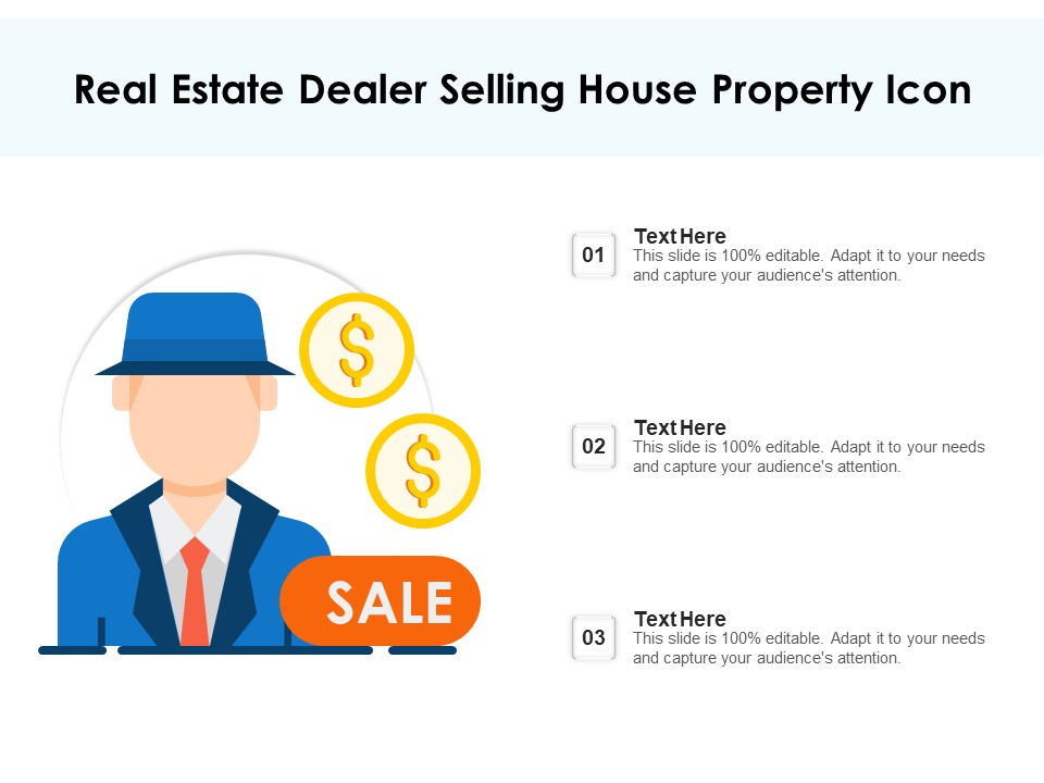 Real Estate Dealer Selling House Property Icon Ppt PowerPoint Presentation File Structure PDF