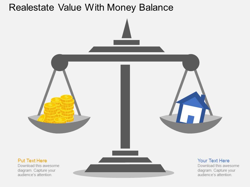 Realestate Value With Money Balance Powerpoint Template