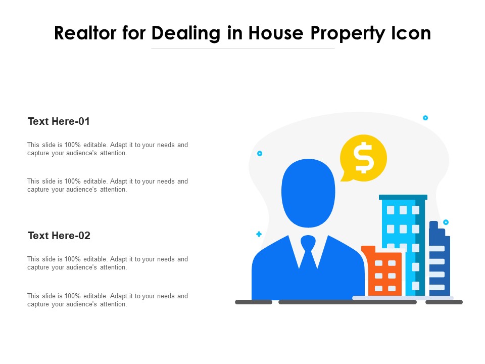 Realtor For Dealing In House Property Icon Ppt PowerPoint Presentation Icon Example File PDF