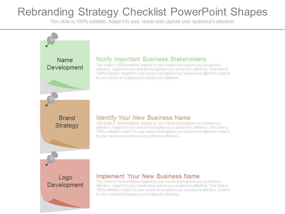 Rebranding Strategy Checklist Powerpoint Shapes