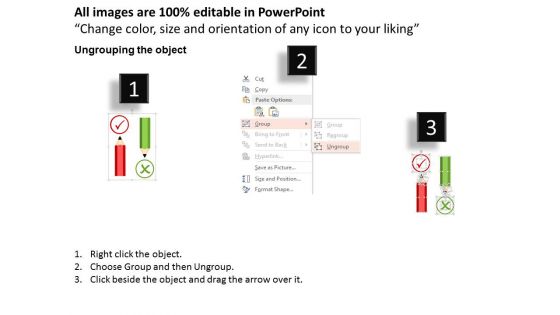 Red And Green Pencil For Right Wrong Decisions Powerpoint Template