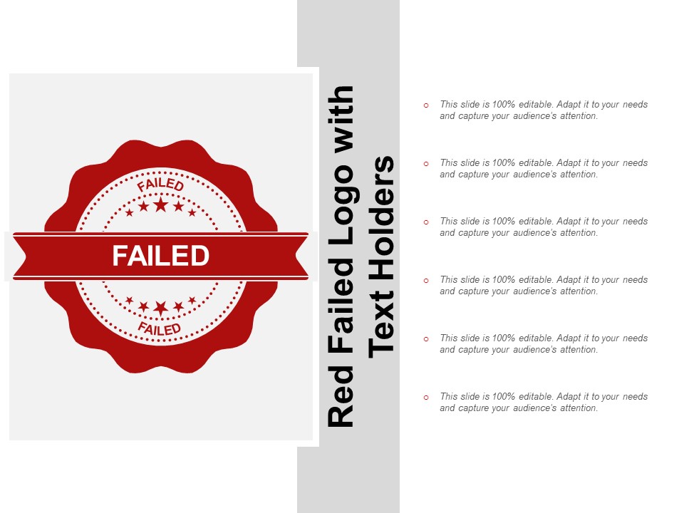 Red Failed Logo With Text Holders Ppt Powerpoint Presentation Icon Templates