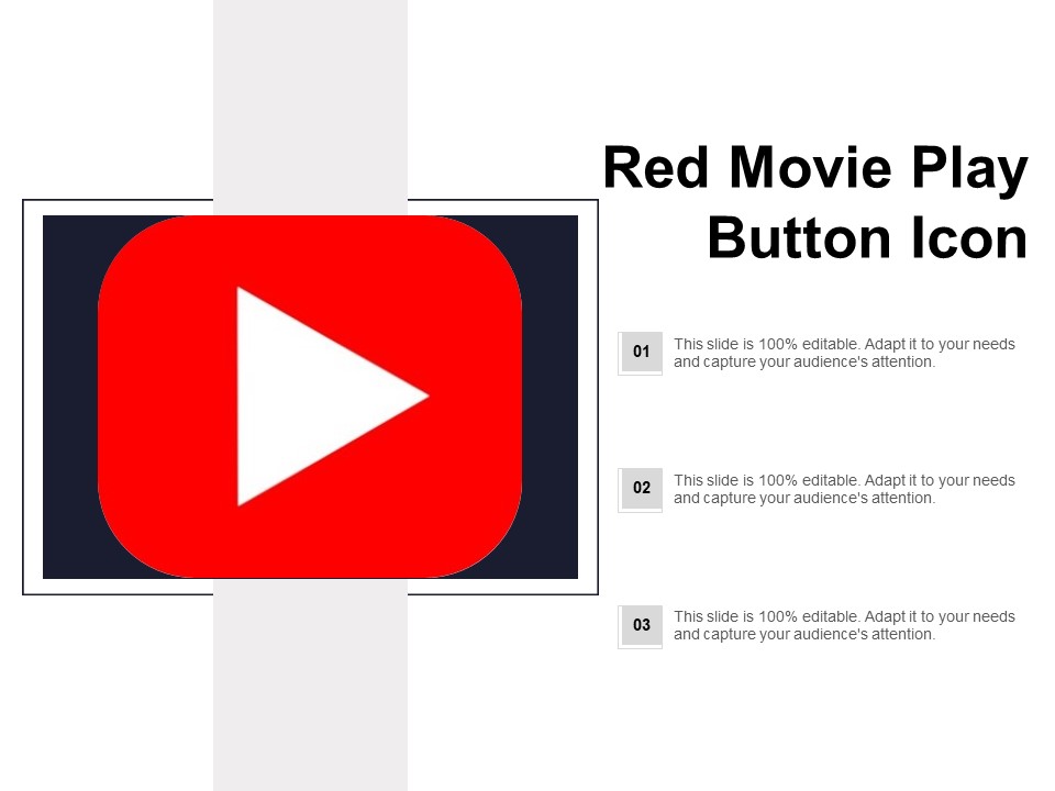 Red Movie Play Button Icon Ppt PowerPoint Presentation Show Slide Download