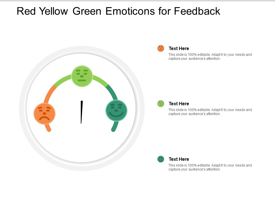 Red Yellow Green Emoticons For Feedback Ppt PowerPoint Presentation Infographics Deck
