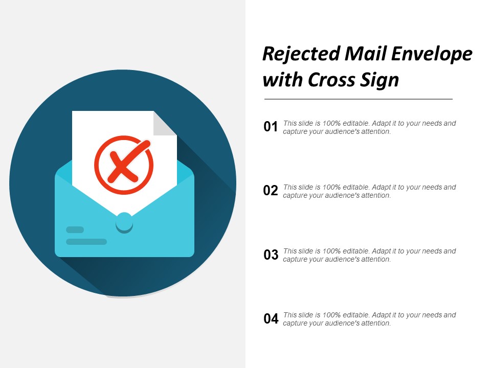 Rejected Mail Envelope With Cross Sign Ppt Powerpoint Presentation Ideas Format Ideas