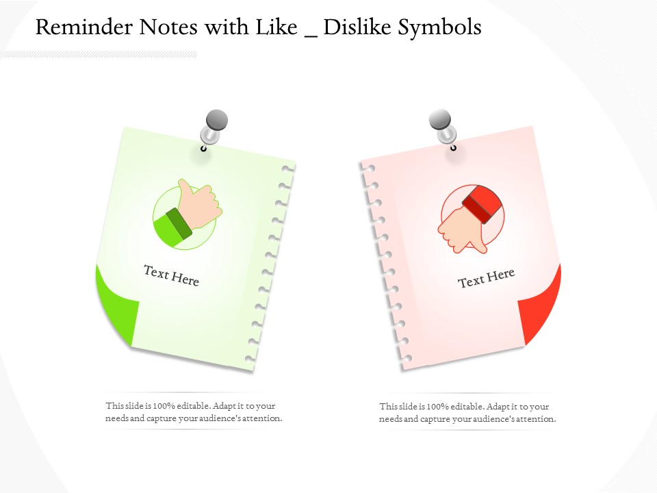 Reminder Notes With Like Dislike Symbols Ppt PowerPoint Presentation Inspiration Graphics PDF
