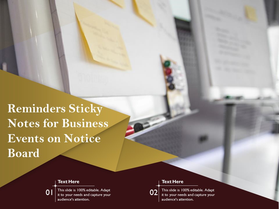 Reminders Sticky Notes For Business Events On Notice Board Ppt PowerPoint Presentation Gallery Slide PDF