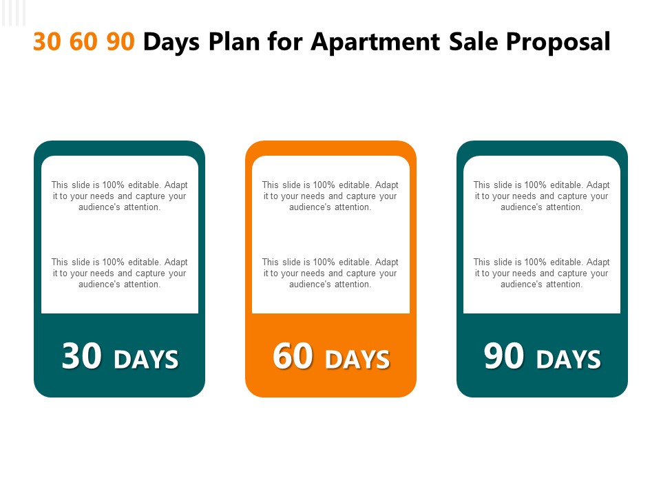 Rent Condominium 30 60 90 Days Plan For Apartment Sale Proposal Ppt Visual Aids Icon PDF