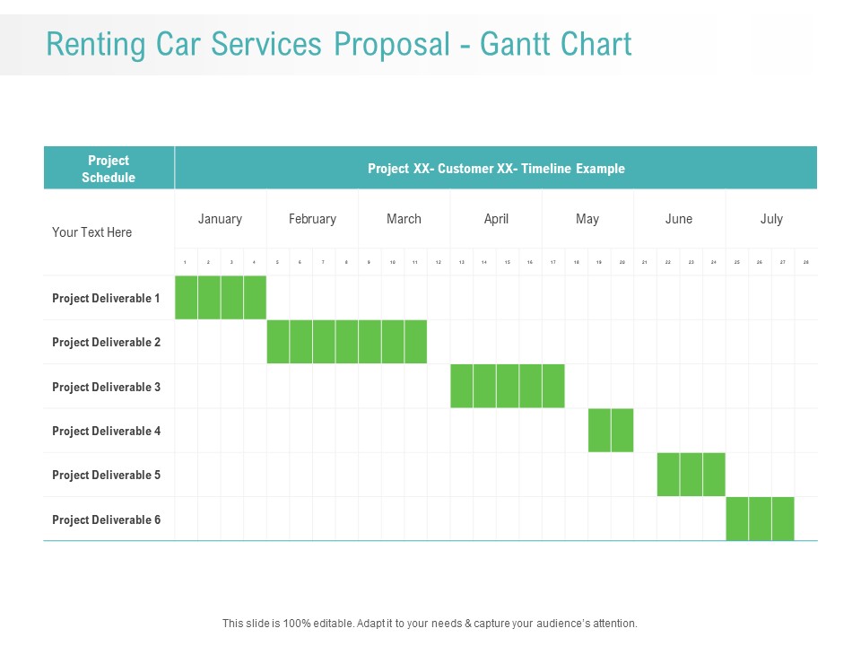 Renting Car Services Proposal Gantt Chart Ppt Outline PDF