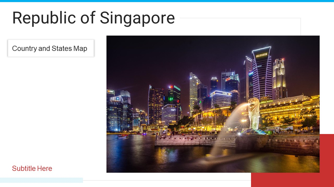 Republic Of Singapore Country And States Map PowerPoint Template