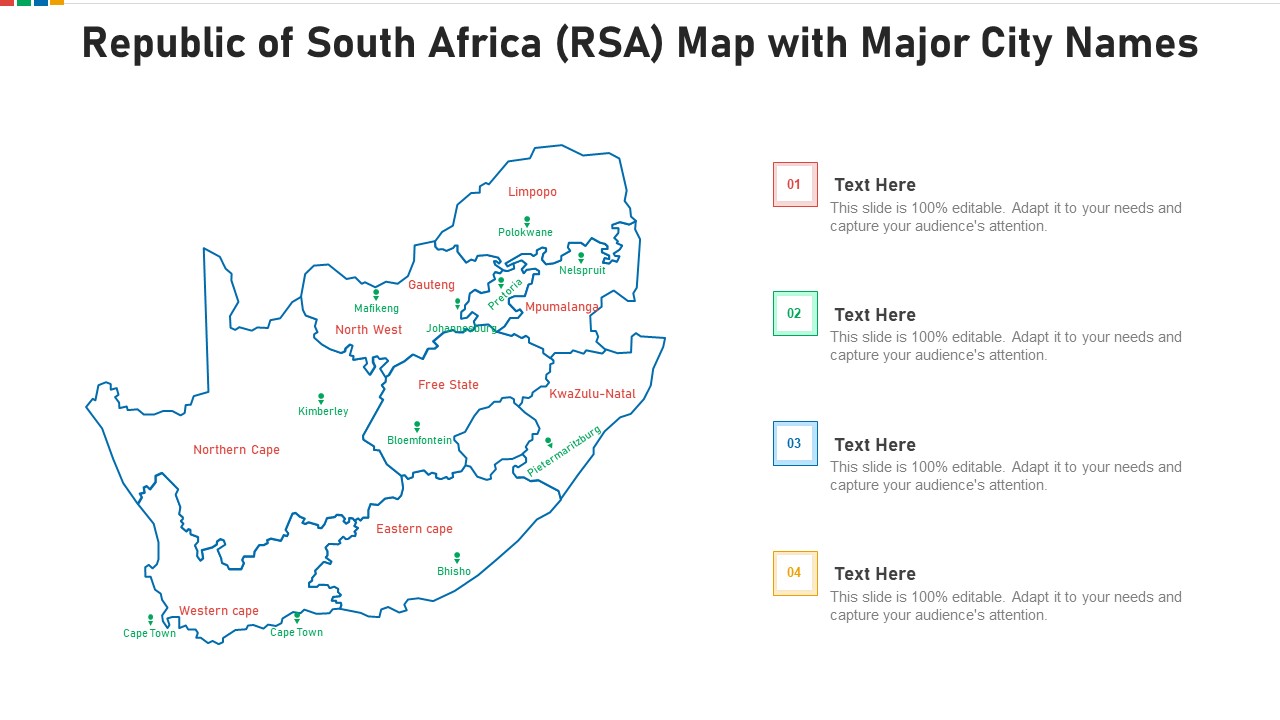 Republic Of South Africa RSA Map With Major City Names Diagrams PDF