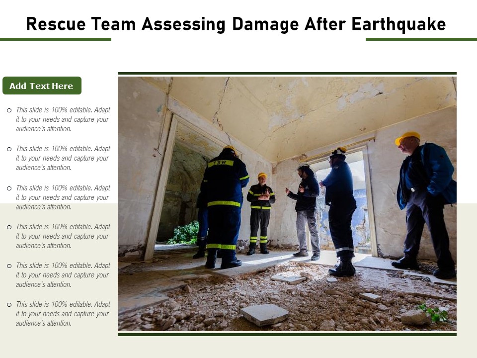 Rescue Team Assessing Damage After Earthquake Ppt PowerPoint Presentation Inspiration Slides PDF