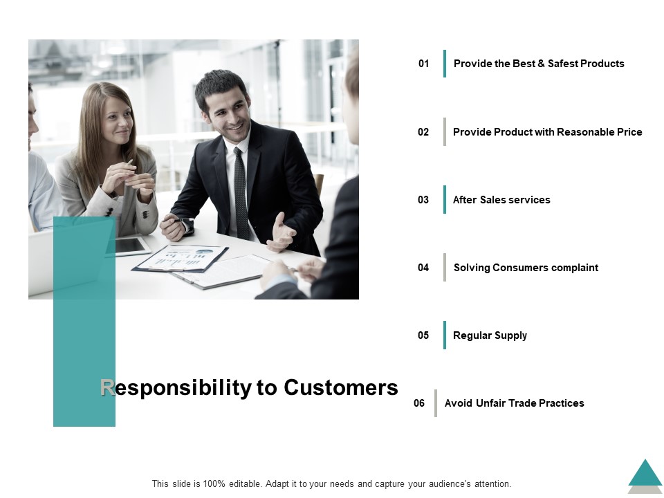 Responsibility To Customers Ppt PowerPoint Presentation Infographic Template Ideas