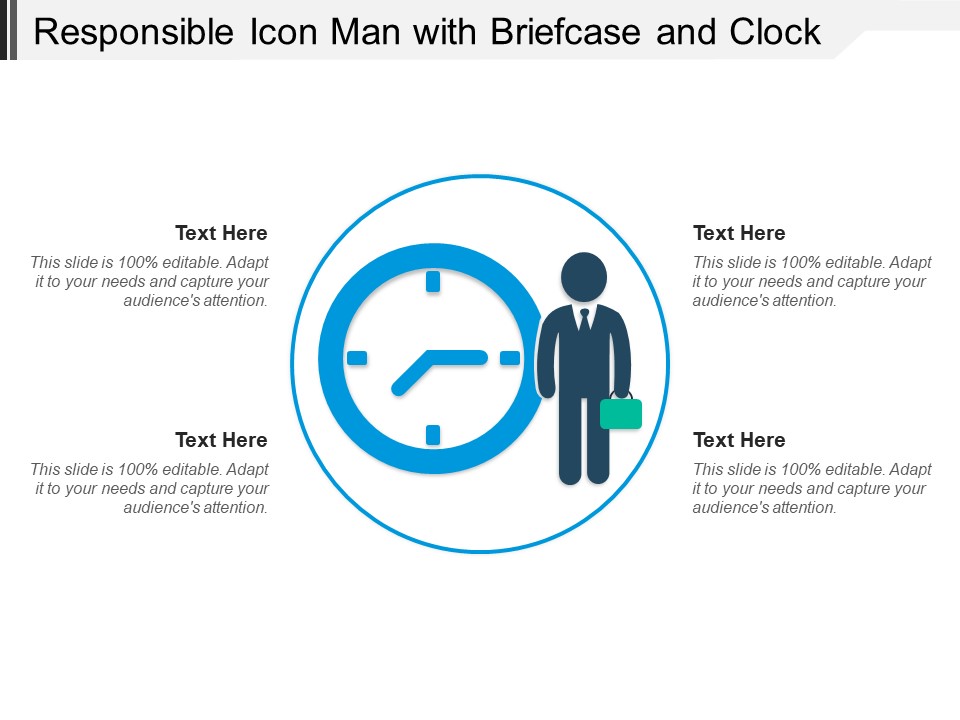 Responsible Icon Man With Briefcase And Clock Ppt PowerPoint Presentation Gallery Shapes PDF