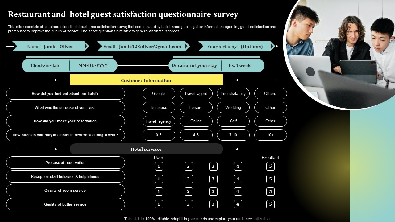 Restaurant And Hotel Guest Satisfaction Questionnaire Survey SS