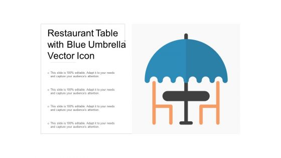 Restaurant Table With Blue Umbrella Vector Icon Ppt Powerpoint Presentation Gallery Deck