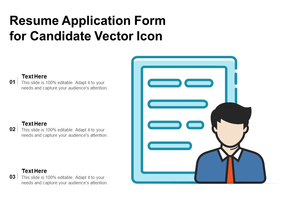 Resume Application Form For Candidate Vector Icon Ppt PowerPoint Presentation Outline Backgrounds PDF