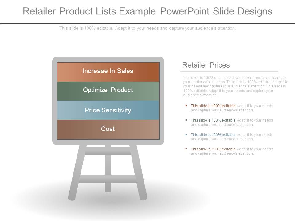 Retailer Product Lists Example Powerpoint Slide Designs