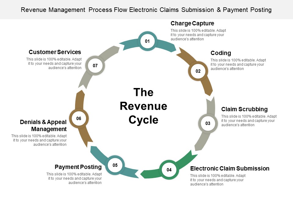 Revenue Management Process Flow Electronic Claims Submission And Payment Posting Ppt PowerPoint Presentation Model Show