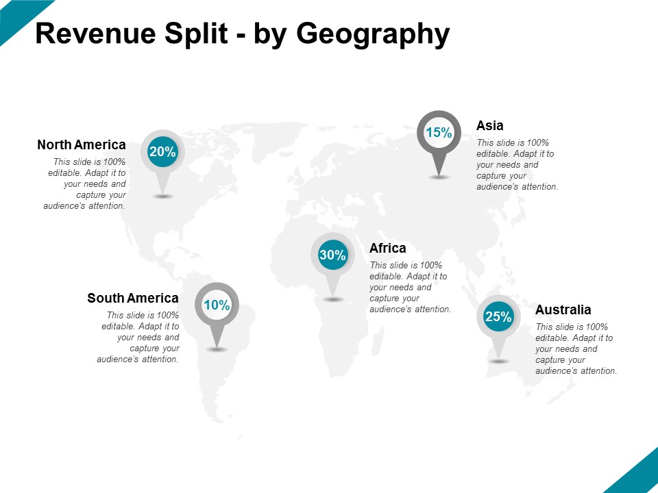 Revenue Split By Geography Ppt PowerPoint Presentation Slides Model