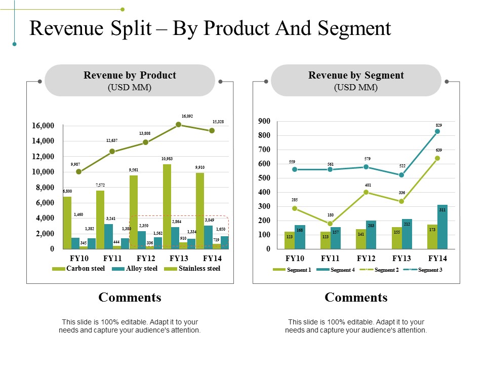 Revenue Split By Product And Segment Ppt PowerPoint Presentation Model Format Ideas