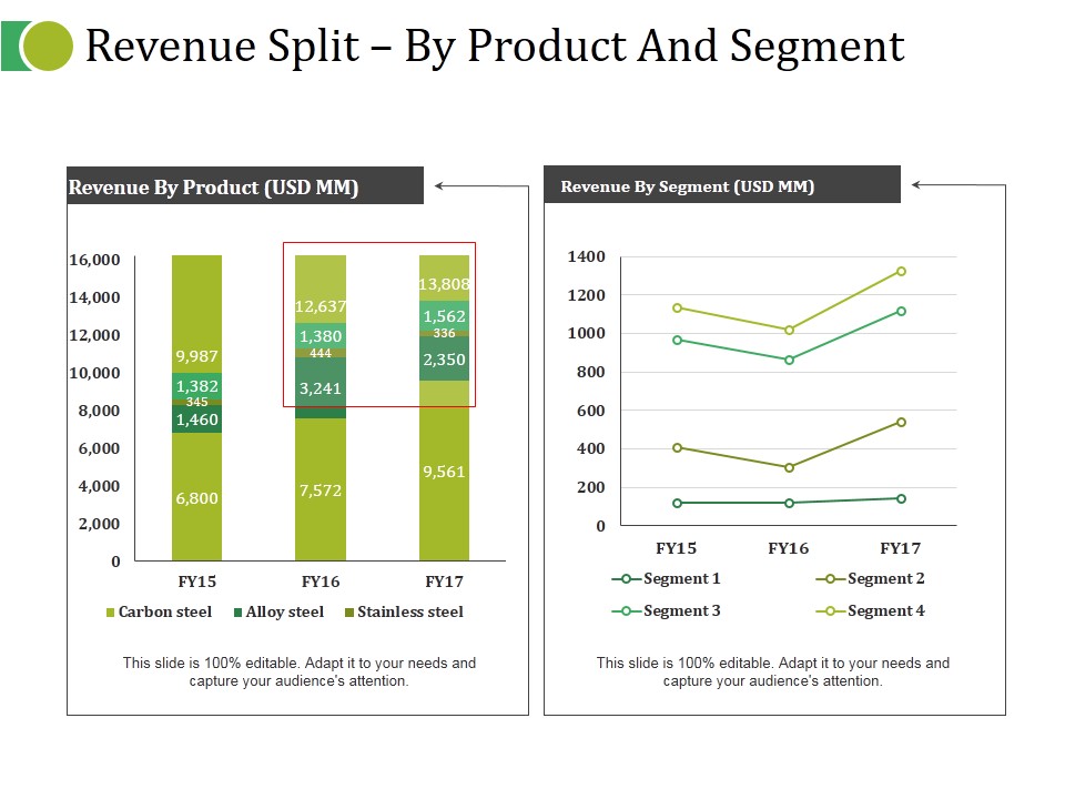 Revenue Split By Product And Segment Ppt PowerPoint Presentation Summary Portfolio