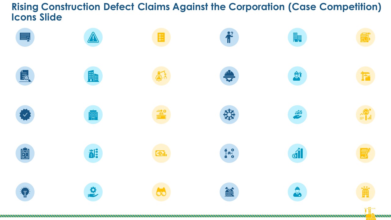 Rising Construction Defect Claims Against The Corporation Case Competition Icons Slide Download PDF