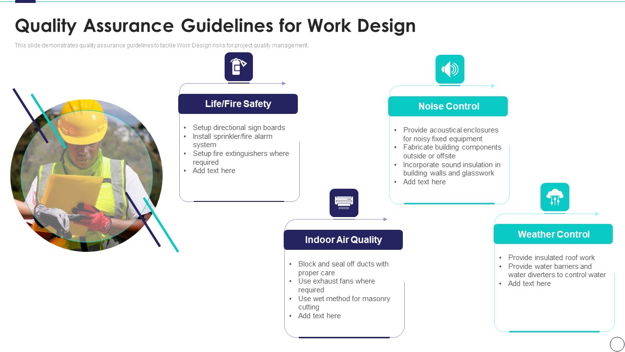 Risk Assessment And Mitigation Plan Quality Assurance Guidelines For Work Design Ppt Ideas Graphic Tips PDF