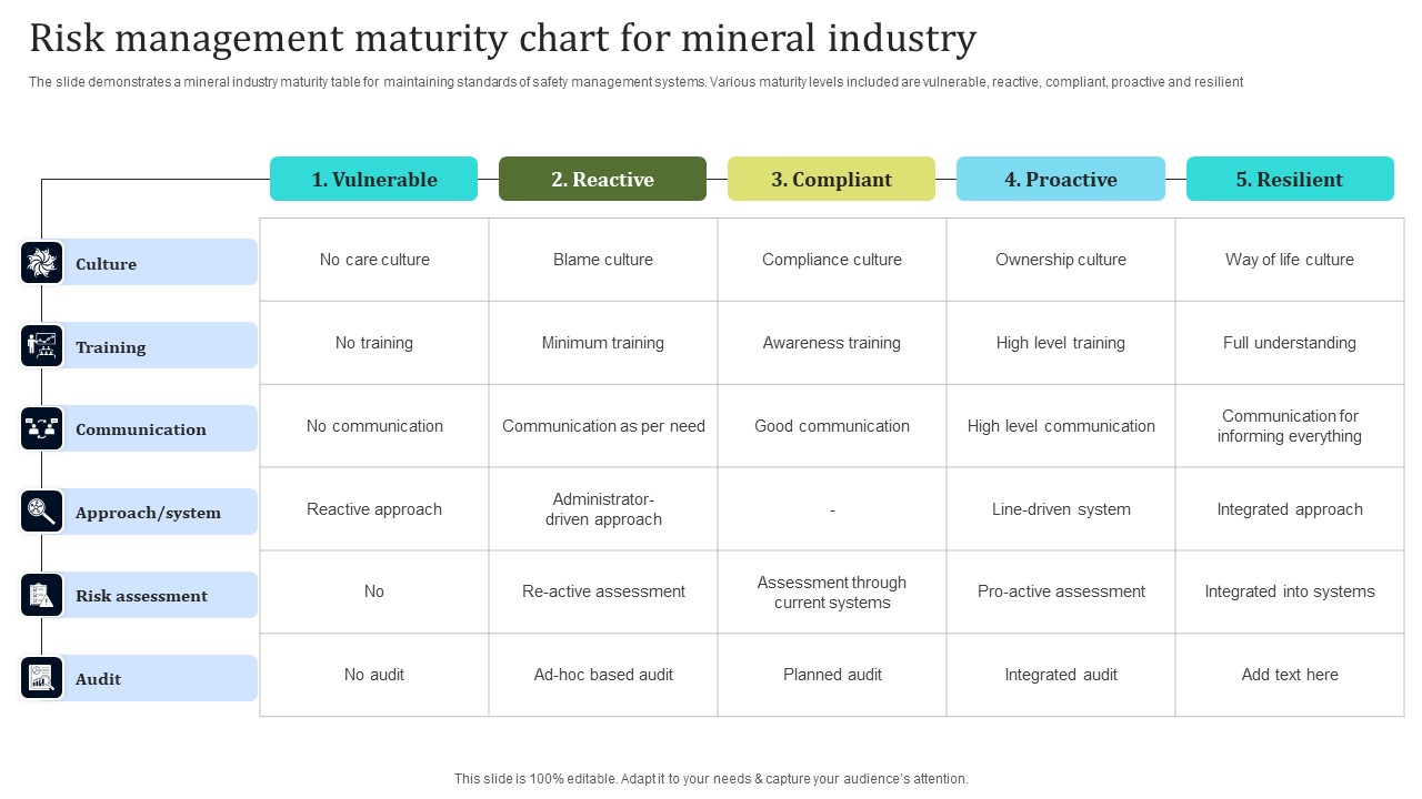 Risk Management Maturity Chart For Mineral Industry Clipart PDF