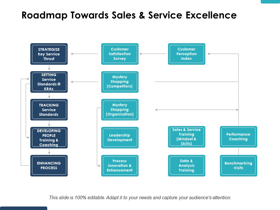 Roadmap Towards Sales And Service Excellence Ppt PowerPoint Presentation Infographics Template