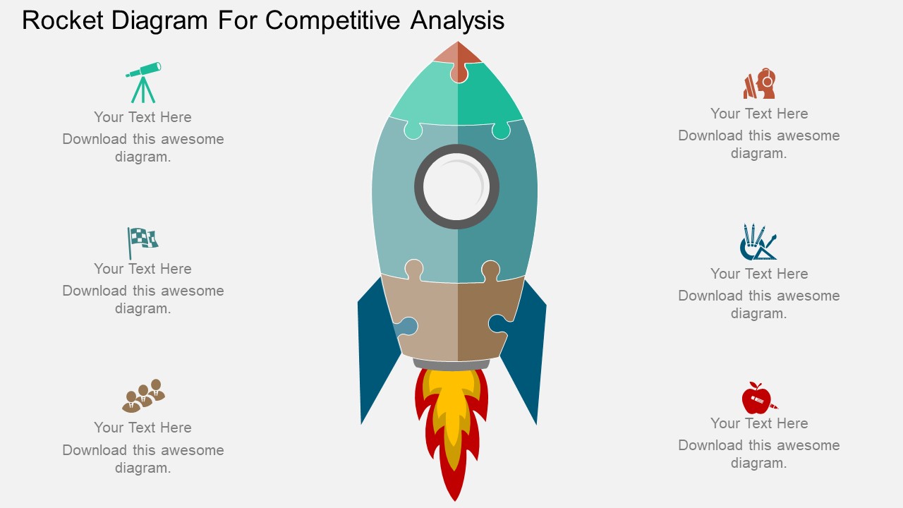 Rocket Diagram For Competitive Analysis Powerpoint Template