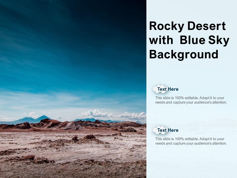 Rocky Desert With Blue Sky Background Ppt PowerPoint Presentation Portfolio Themes PDF