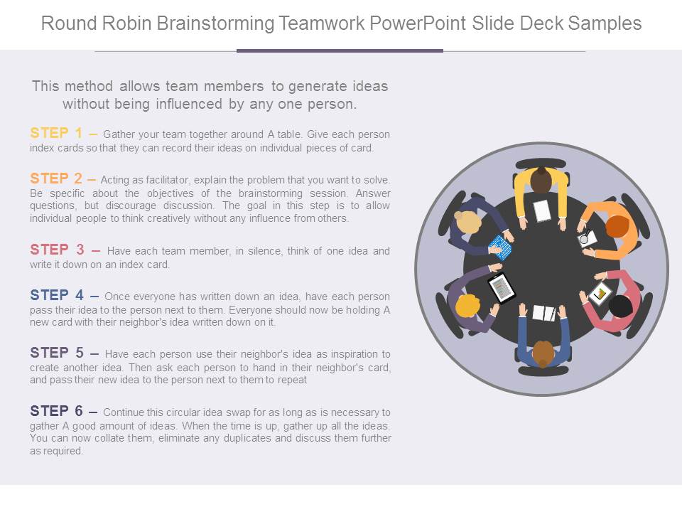 Round Robin Brainstorming Teamwork Powerpoint Slide Deck Samples