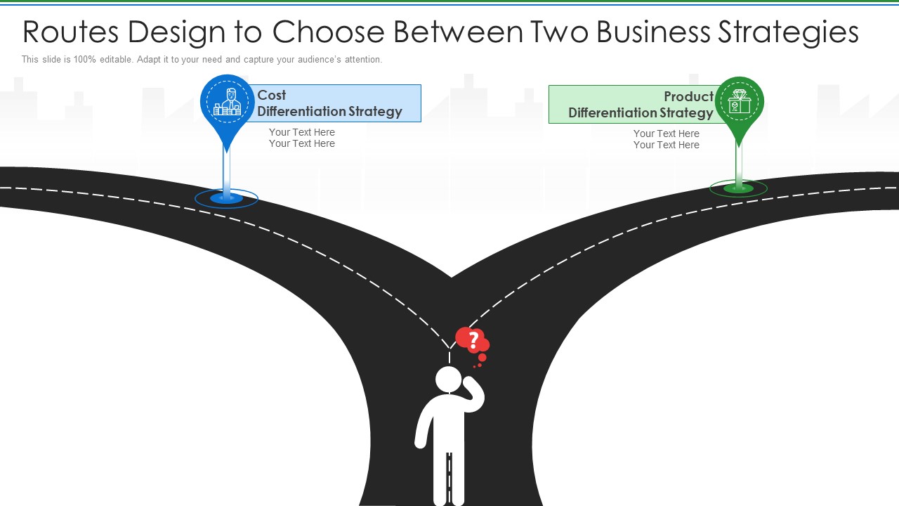 Routes Design To Choose Between Two Business Strategies Ideas PDF