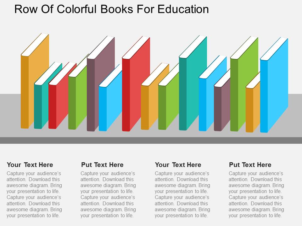 Row Of Colorful Books For Education Powerpoint Template