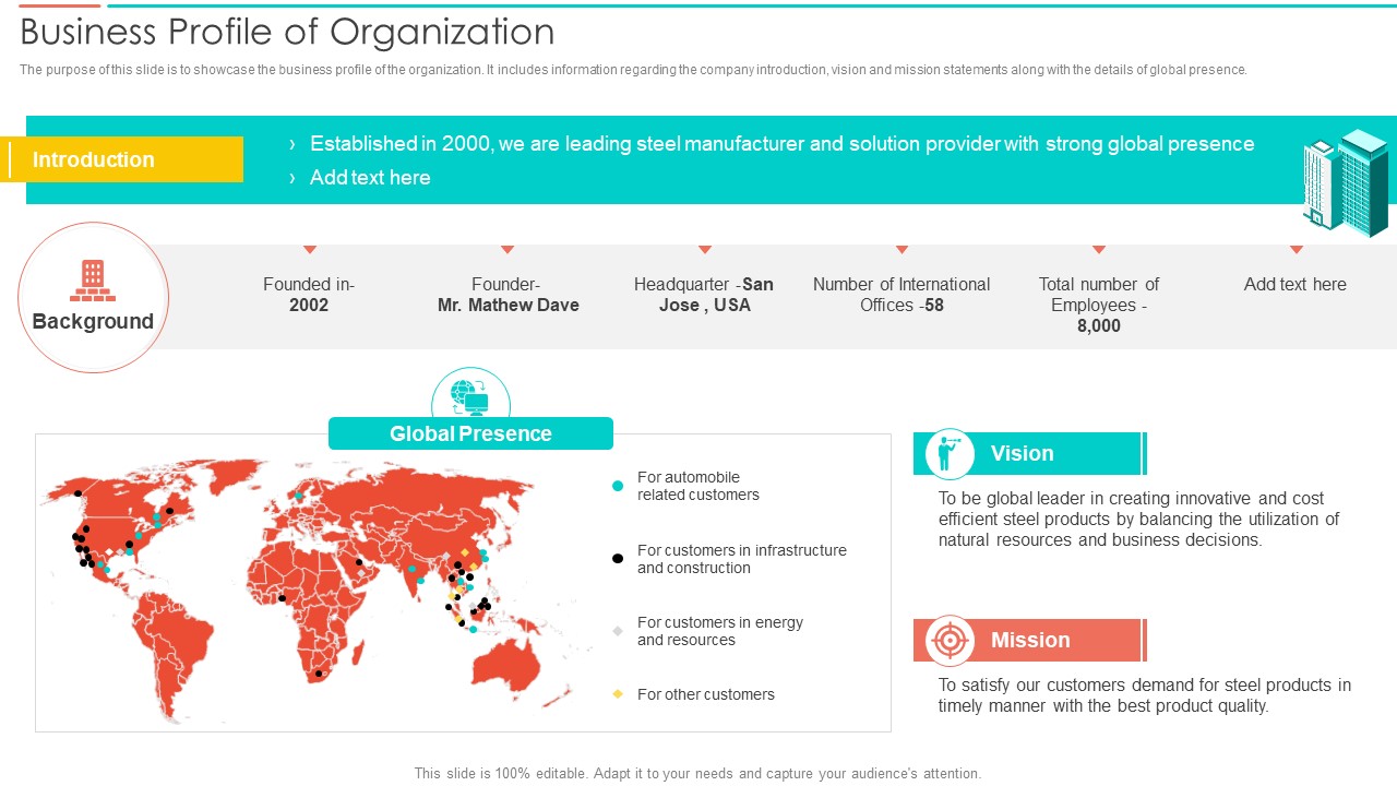 SAC Planning And Implementation Business Profile Of Organization Summary PDF