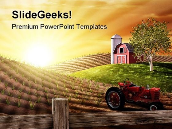 Morning On The Farm Nature PowerPoint Template 1110