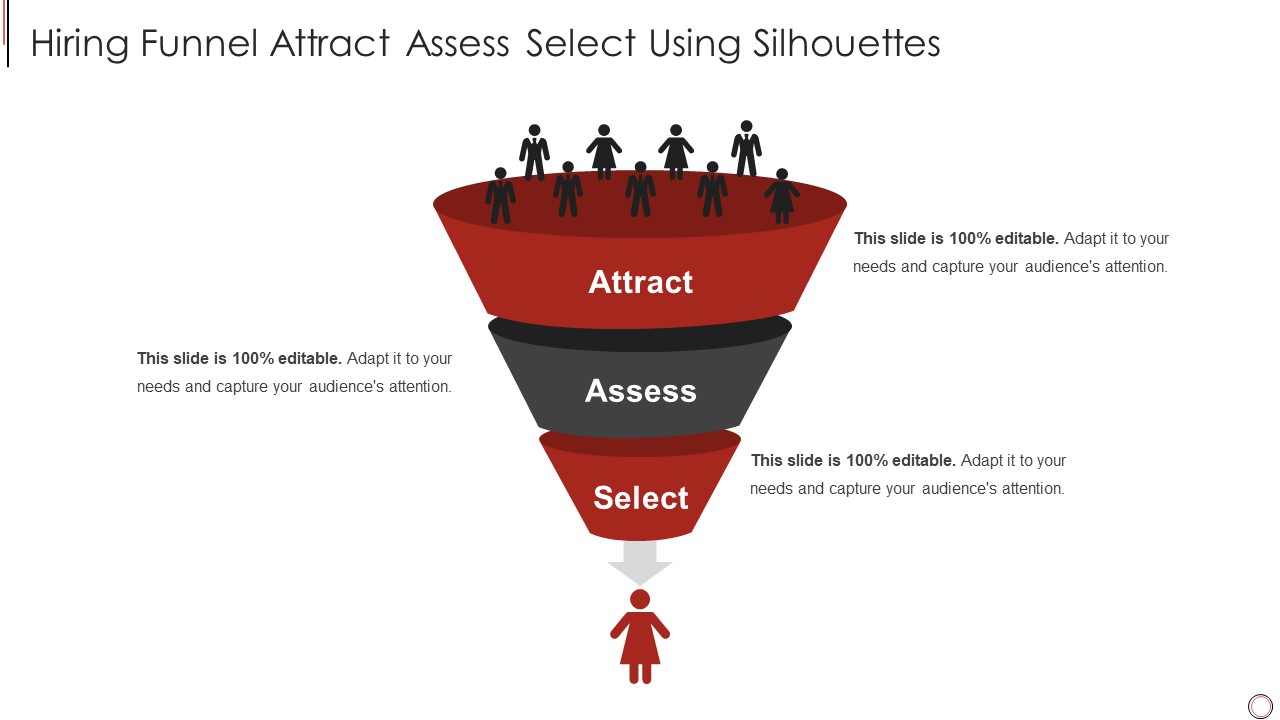 Notion Investor Elevator Hiring Funnel Attract Assess Select Using Silhouettes Topics PDF