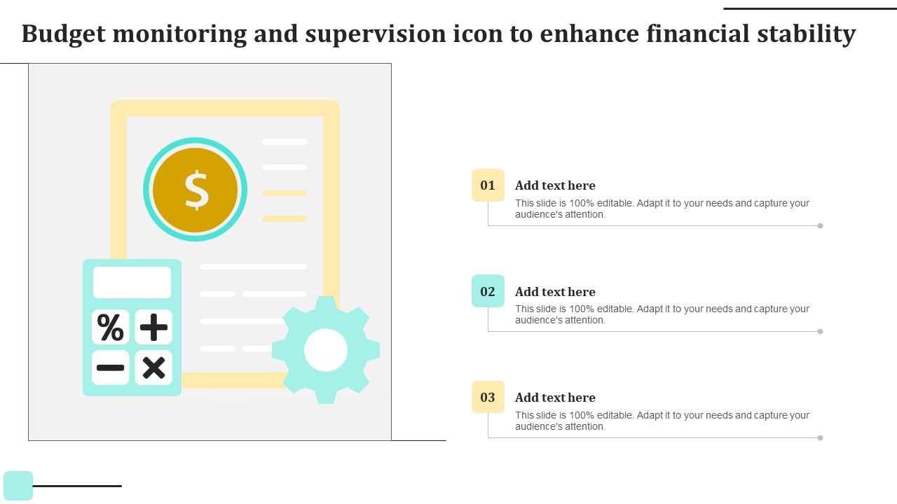 Budget Monitoring And Supervision Icon To Enhance Financial Stability Mockup PDF