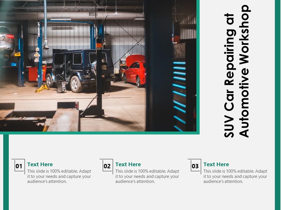 SUV Car Repairing At Automotive Workshop Ppt PowerPoint Presentation File Graphics PDF