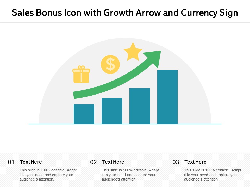 Sales Bonus Icon With Growth Arrow And Currency Sign Ppt PowerPoint Presentation Visual Aids Deck PDF