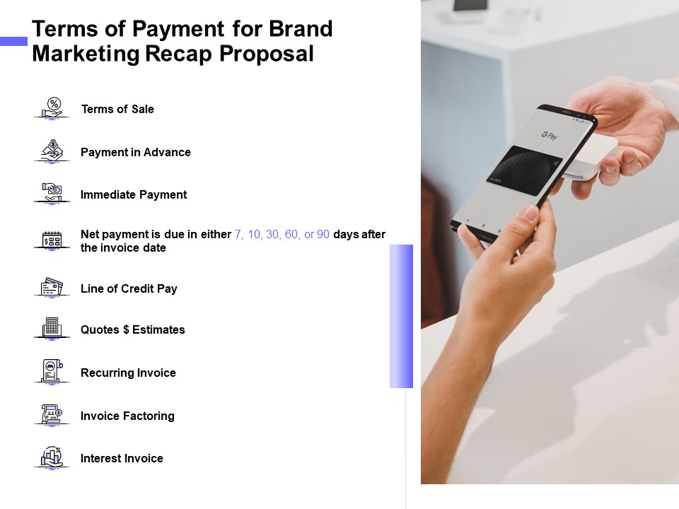 Sales Campaign Recap Terms Of Payment For Brand Marketing Recap Proposal Download PDF